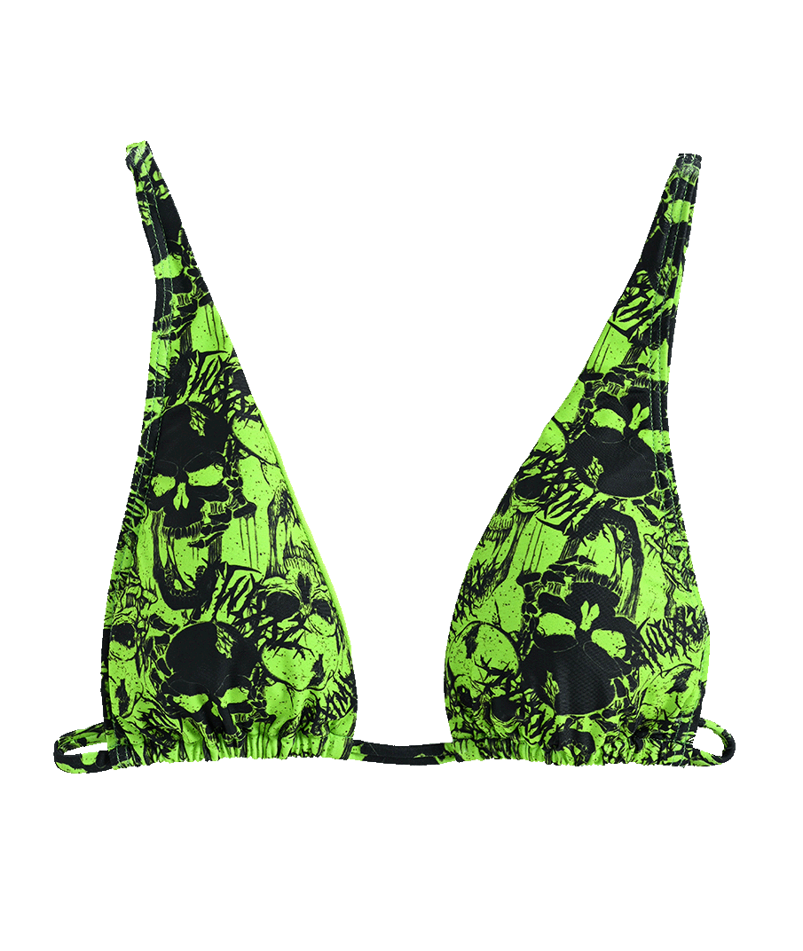 Grunge Skull Triangle Top Green