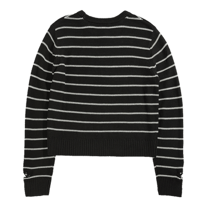 Bat Striped Distressed Sweater