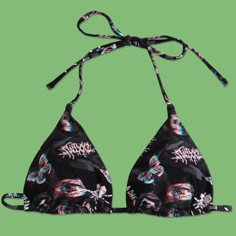 Chrome Triangle Bikini Top from SWIXXZ by Maggie Lindemann - Front