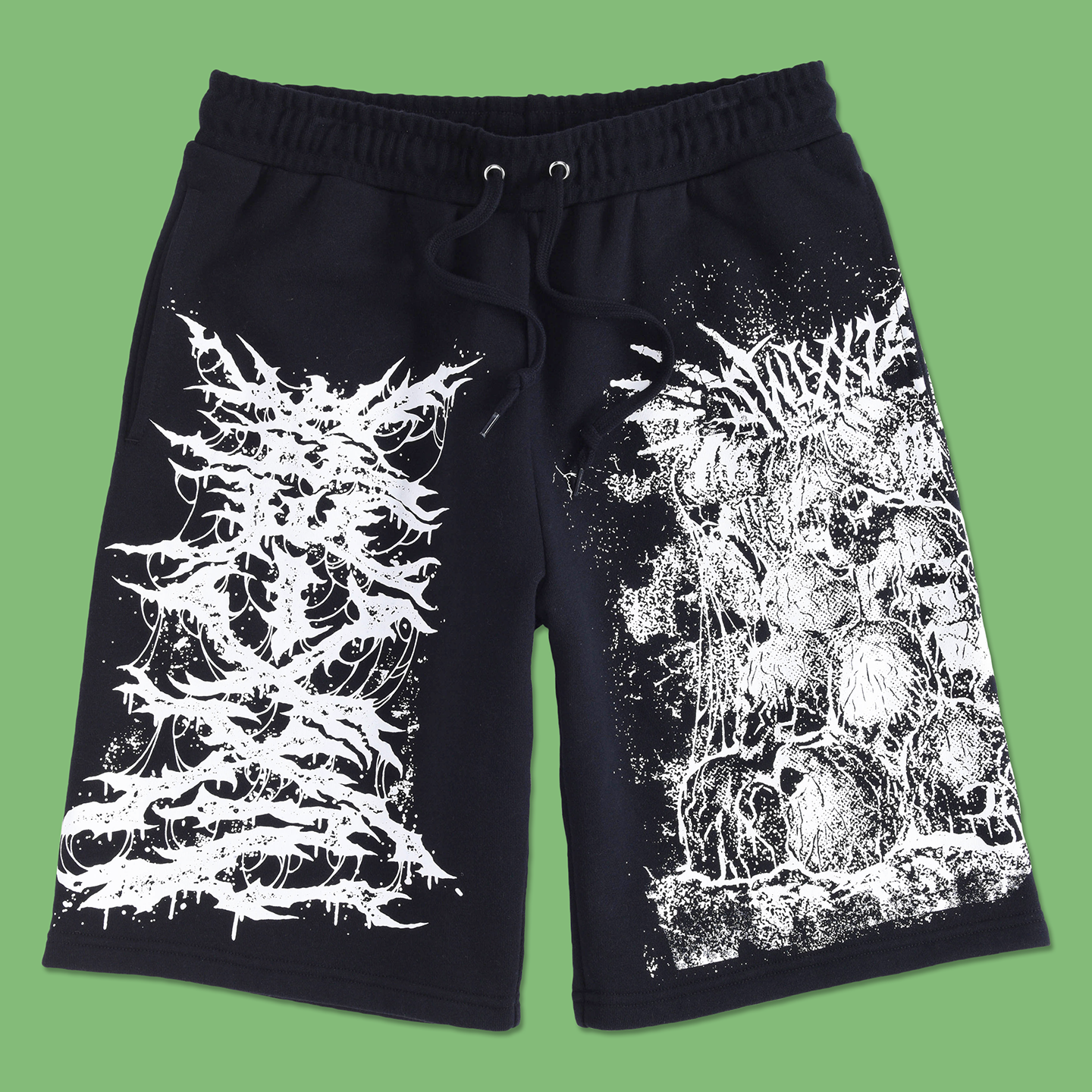 Skull Pile Sweat Shorts from SWIXXZ by Maggie Lindemann - Front