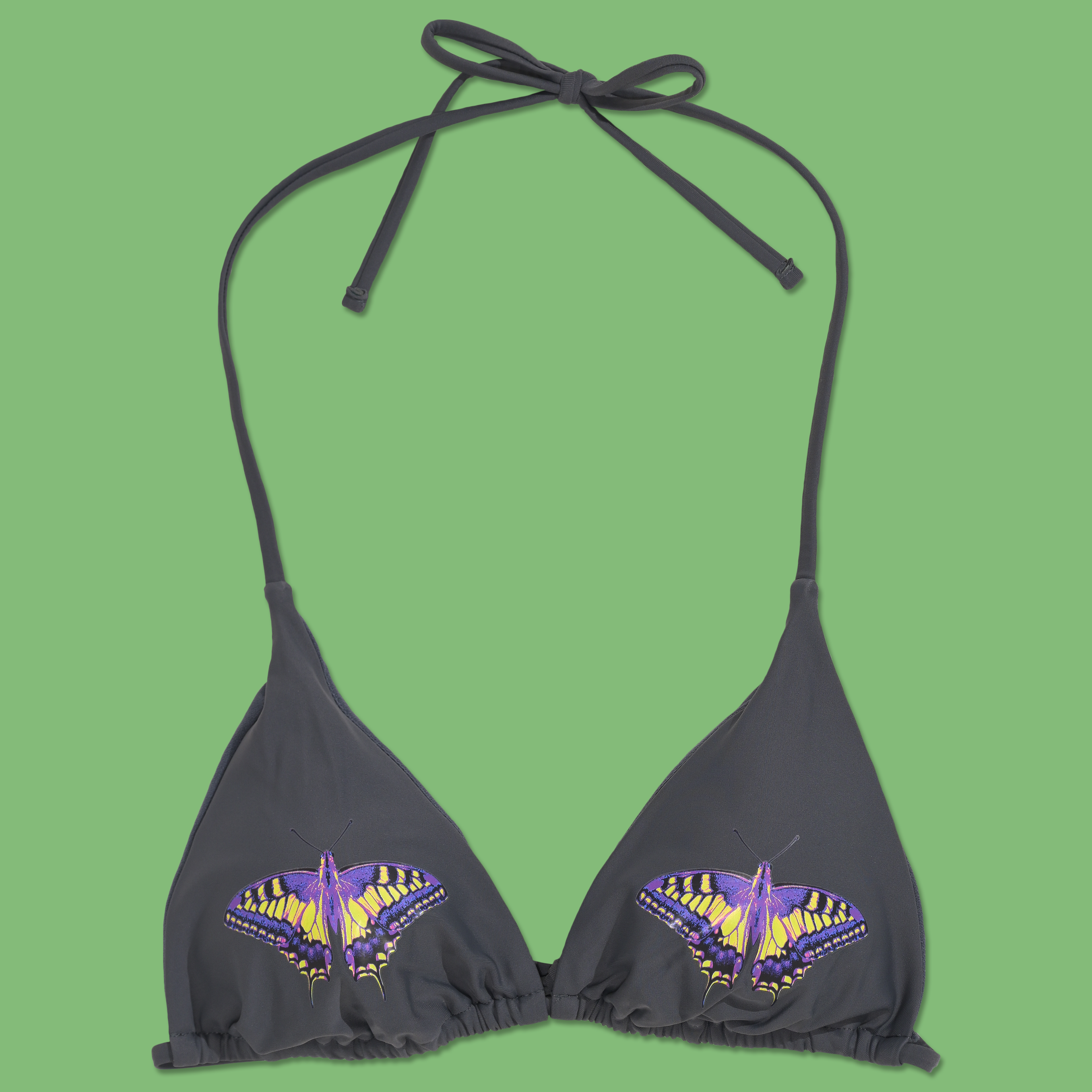 Butterfly Grey Triangle Bikini Top by SWIXXZ from Maggie Lindemann - Front