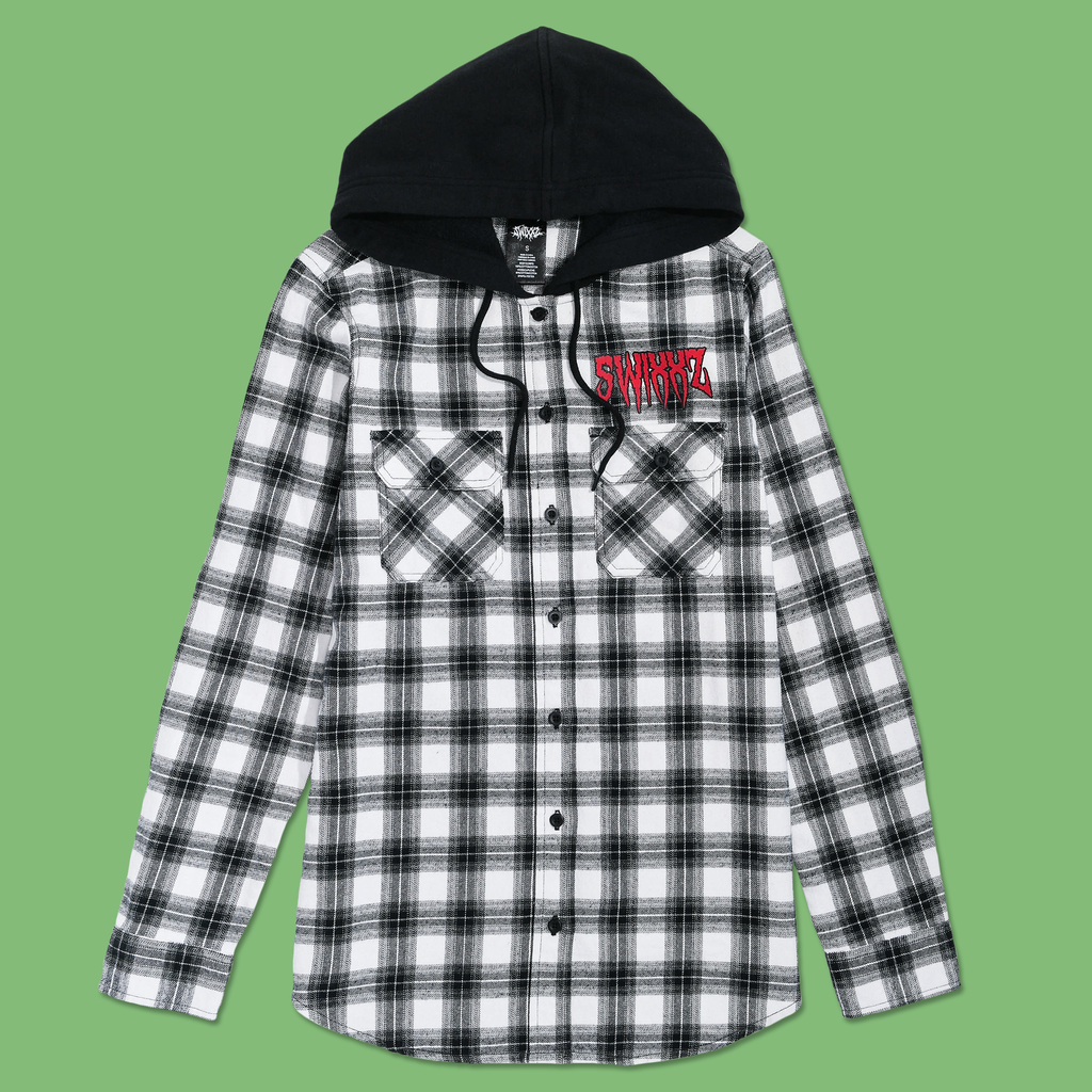 White discount hooded flannel