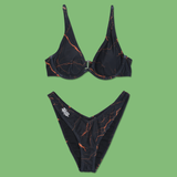 Orange Lightning High Leg Bikini set from SWIXXZ by Maggie Lindemann - Front