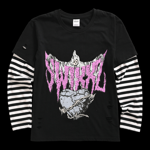 Lonely Heart Stacked Long Sleeve Tee by Maggie Lindemann's clothing brand SWIXXZ.