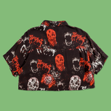 Monster Pattern Black Crop Button Up Shirt from SWIXXZ by Maggie Lindemann - Back