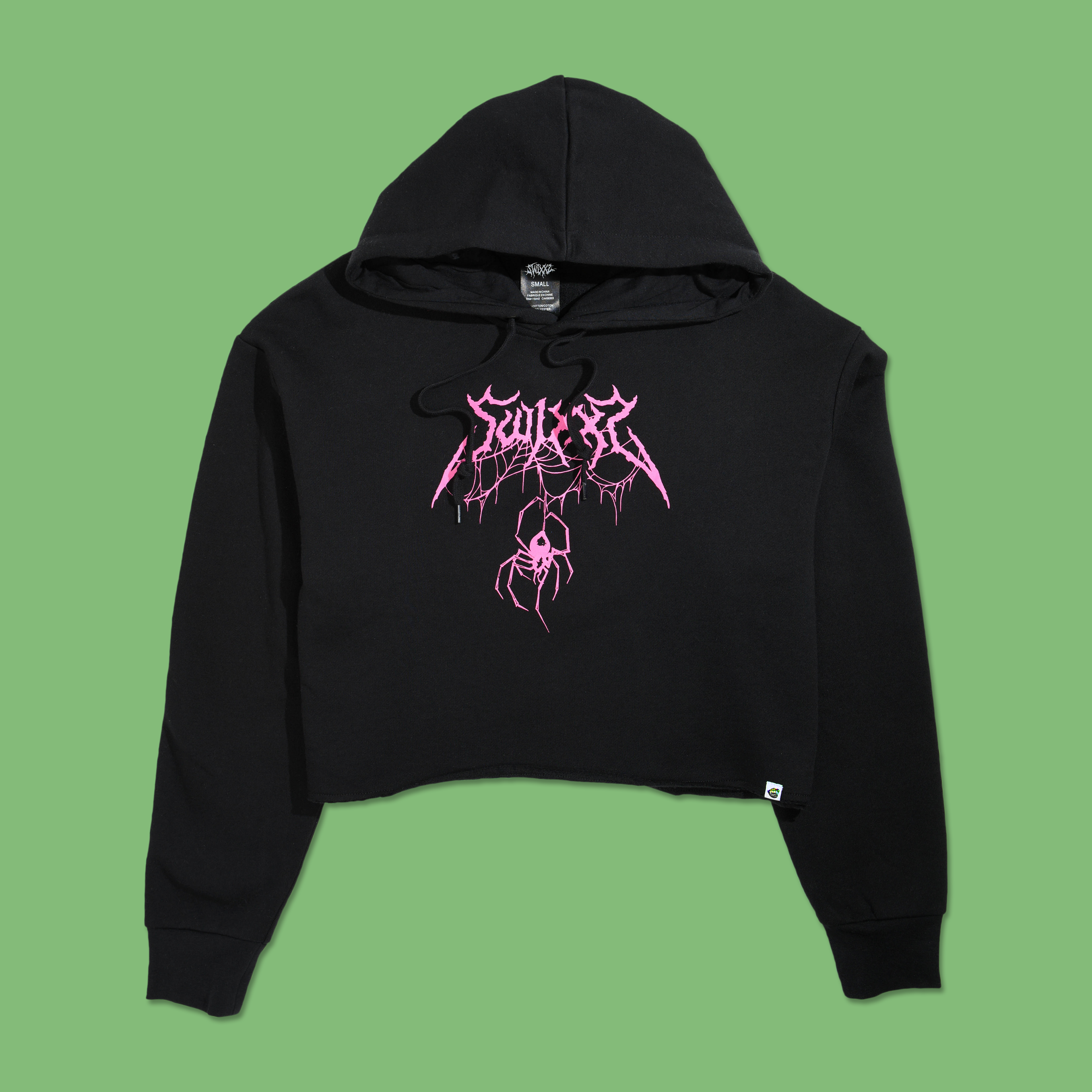 Spider Black Crop Hoodie
