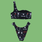 Trouble Black Bandeau Bikini set from SWIXXZ by Maggie Lindemann - Back