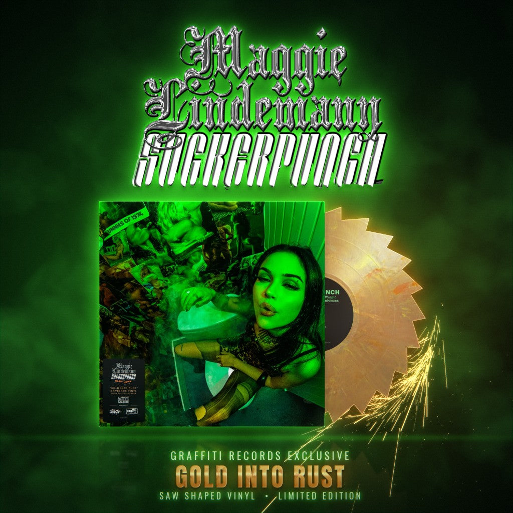 Maggie Lindemann Suckerpunch. Graffiti Records exclusive. Gold into rust saw shaped vinyl.